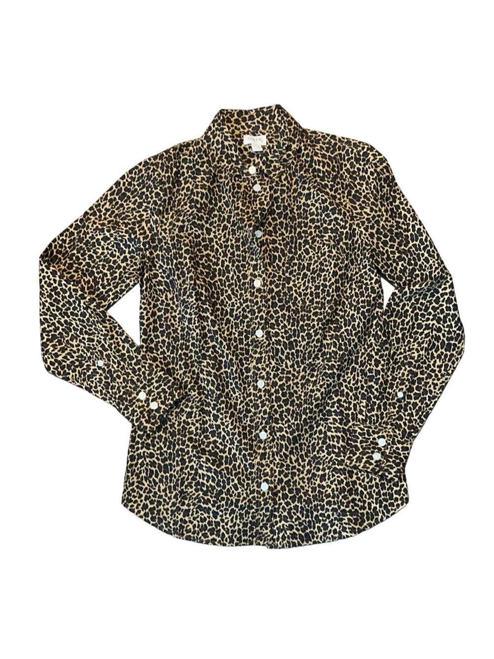 NWT J. Crew Leopard Print Cotton Button Down Top Size XXS